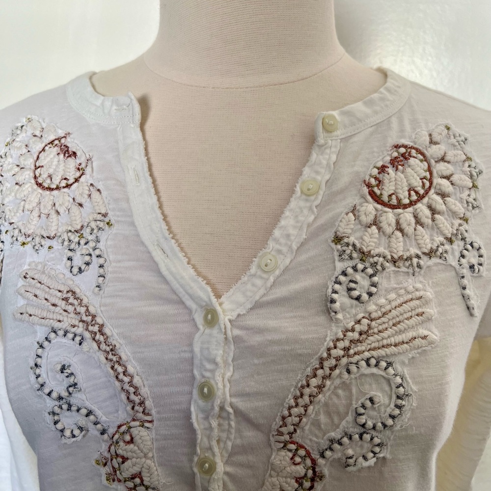 Anthro embroidered knit top - Picture 3 of 10